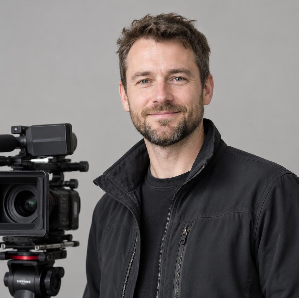 Portrait of a bearded white man camera operator