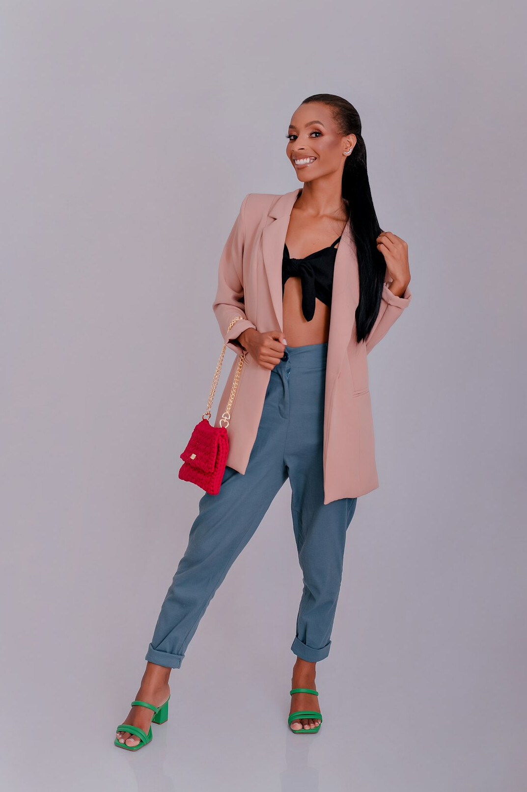 Portrait of a smiling British businesswoman in a blazer