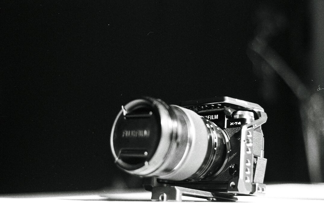 Film and television camera with lens and monitor on set